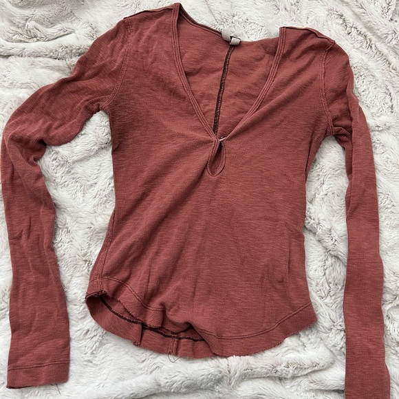 FREE PEOPLE Orange long sleeve top - Picture 1 of 4